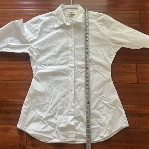 ROHE Women's Shirt Cotton White Button Down Size 42 US Size 10 - Picture 7 of 7